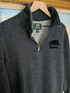 Roots Men's Charcoal Zip-Up Sweater